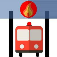 Illustration of fire truck in station. vector
