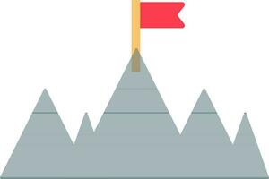 Flag on grey mountains in flat style. vector