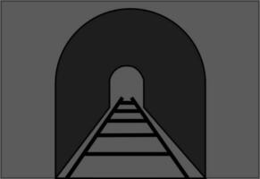 Railway tunnel in black and gray color. vector