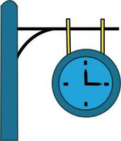 Train station clock in blue color. vector