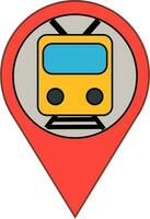Train location pointer pin icon. vector