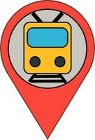 Train location pointer pin icon. vector