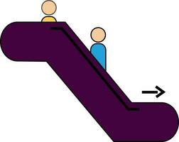 Climbing man on escalator. vector