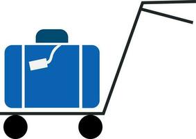 Luggage trolley with suitcase. vector