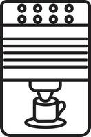 Black line art coffee machine with cup. vector
