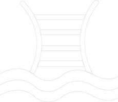 Black line art pool ladder on white background. vector