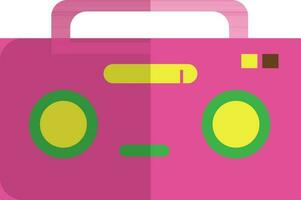 Pink and yellow radio in flat style. vector