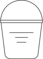 Bucket in black line art. vector