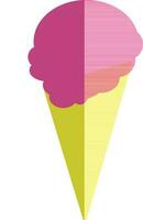 Cone ice cream in pink and yellow color. vector