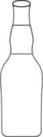 Black line art bottle on white background. vector