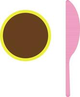 Brown plate and pink knife on white background. vector