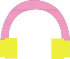 Pink and yellow headphone on white background. vector