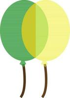 Green and yellow balloon in flat style. vector