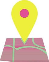 Map pointer in pink and yellow color. vector