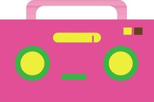 Pink and yellow radio in flat style. vector