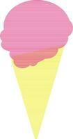 Cone ice cream in pink and yellow color. vector