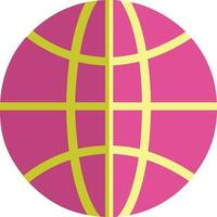 Earth globe in pink and yellow color. vector