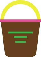 Bucket in brown and yellow color. vector