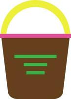 Bucket in brown and yellow color. vector