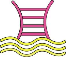 Pink and yellow pool ladder. vector