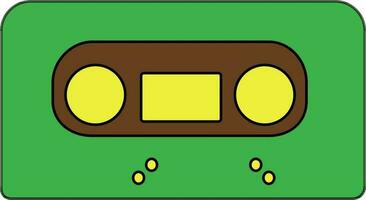 Music cassette in green, yellow and brown color. vector