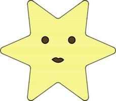 Character of starfish in yellow and brown color. vector