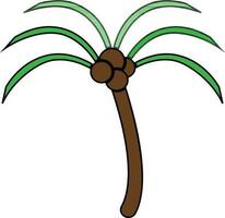 Green and brown coconut tree. vector