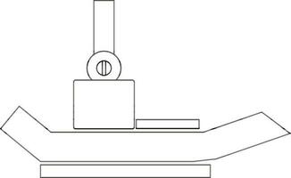 Sewing machine head in line art illustration. vector