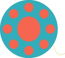 Dots decorated blue bobbin with thread. vector