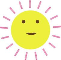 Character of sun in yellow and pink color. vector