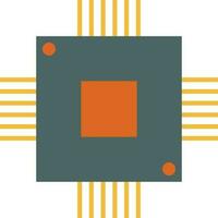 Isolated CPU in orange and gray color. vector
