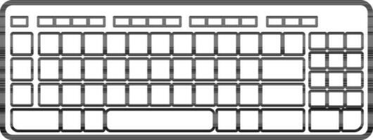 Flat style keyboard in black line art. vector