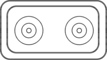 Audio cassette in black line art illustration. vector