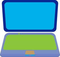 Isolated laptop in blue and green color. vector