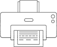 Printer in black line art illustration. vector