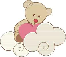 Teady bear heart with bubble icon. vector