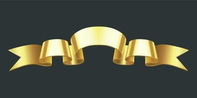 Realistic gold banner. Golden horizontal celebration ribbon vector illustration