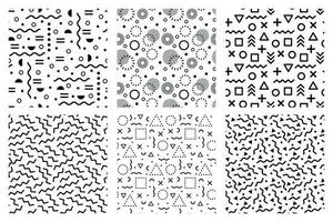 memphis sin costura patrones. miedoso 90s antecedentes textura, Moda Años 80 modelo y resumen hipster modelo vector conjunto