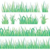 Green grass. Field herb, fresh garden meadow tuft turf and grass seamless banner isolated vector set