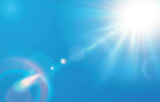 Dom en azul cielo. calentar solar lente llamarada en claro cielo, soleado día y Dom ligero rayos vector ilustración