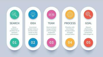 Process steps infographic chart. Business strategy layout, workflow timeline and startup plan diagram vector presentation template