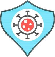 Virus protection shield icon in blue and black color. vector