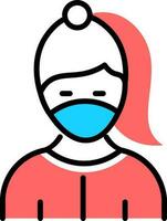 Vector illustration of Woman wearing face mask.