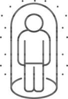 Line art illustration of Virus protection man in self isolation icon. vector