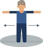 Faceless man standing with open arms icon for one meter social distance or exercise. vector
