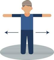 Faceless man standing with open arms icon for one meter social distance or exercise. vector