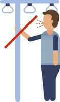 Stop Sneezing man holding transport vehicle pillar icon for spreading virus or disease. vector