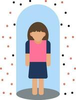 Faceless Woman Standing with social distancing icon for Self Virus Protection. vector