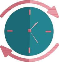 Symbol of clock with circular arrow in half shadow for job search. vector