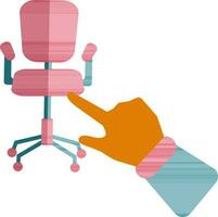 Icon of employee chair seen with hand in half shadow. vector